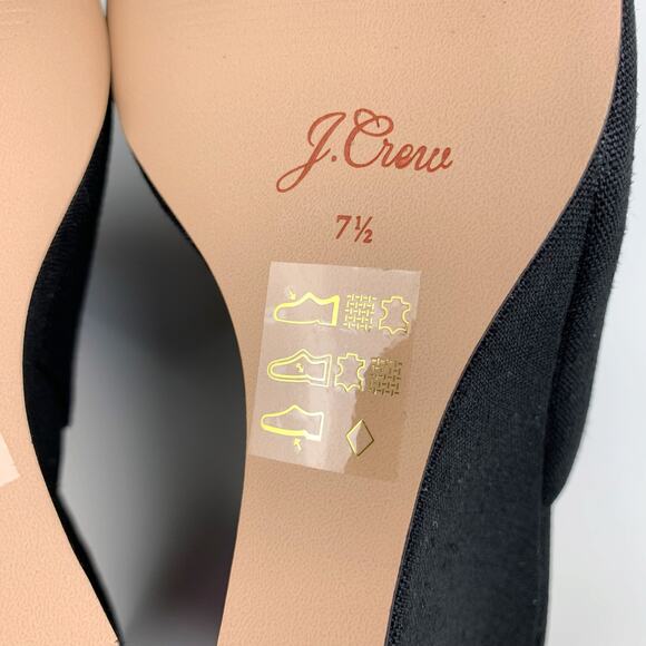 J Crew Bianca Woven Wedge Sandals Black Slip On Open Toe Women's 7.5 - Picture 11 of 11